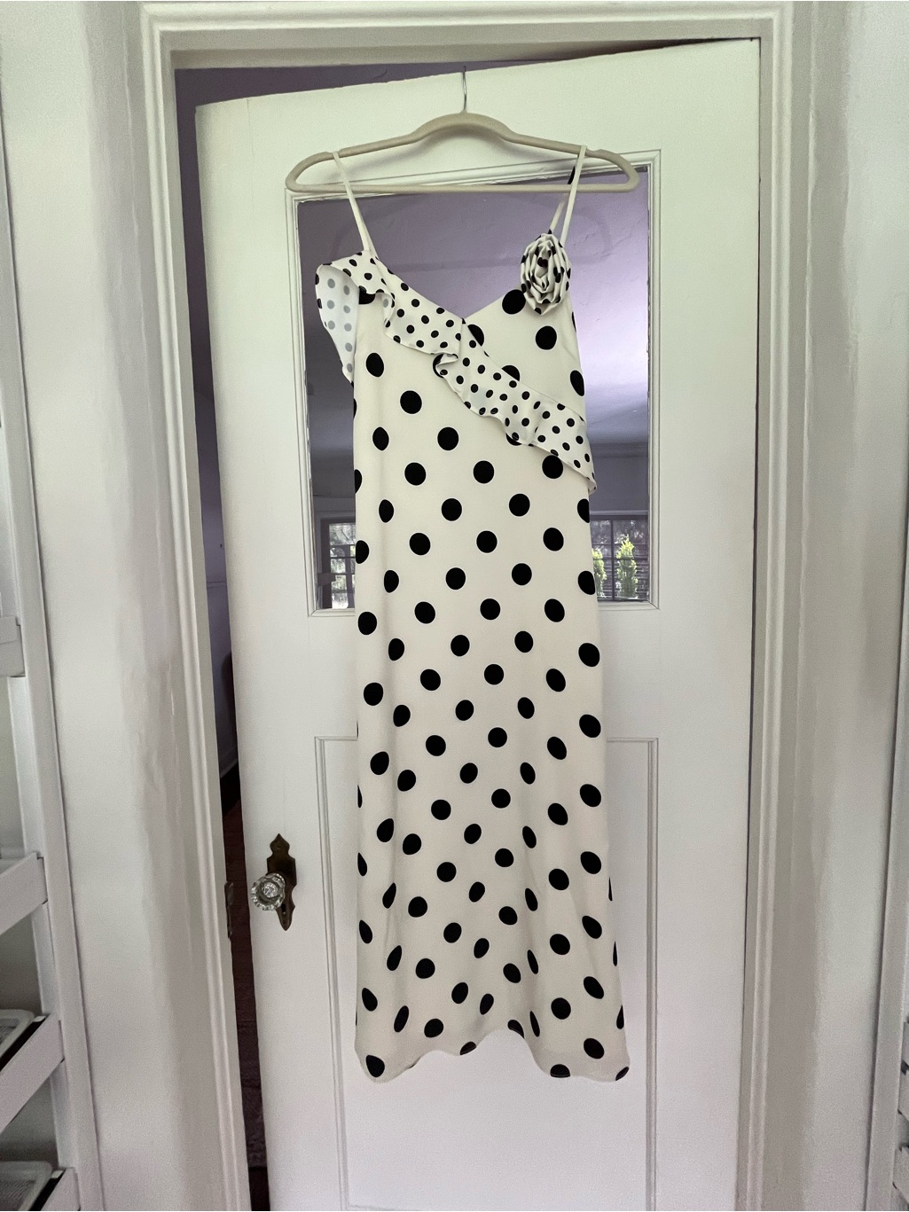 Adelyn Rae Polka Dot Slip Dress - Black & White